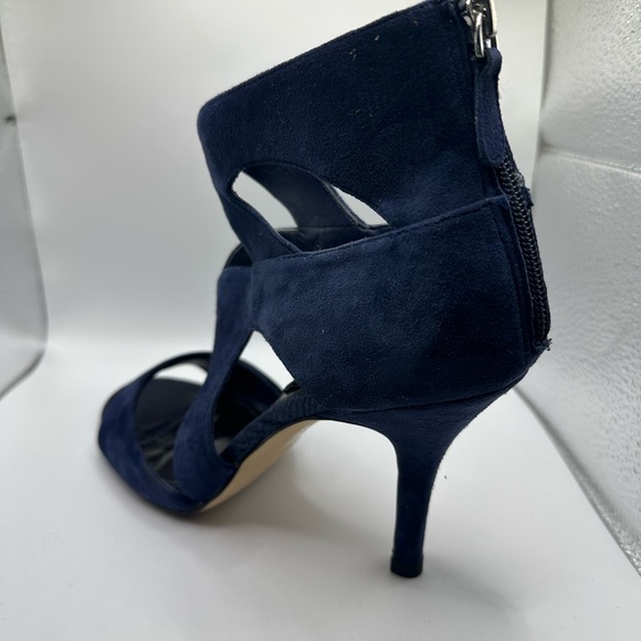 WHBM Blue Suede Caged Heels - Picture 6 of 12